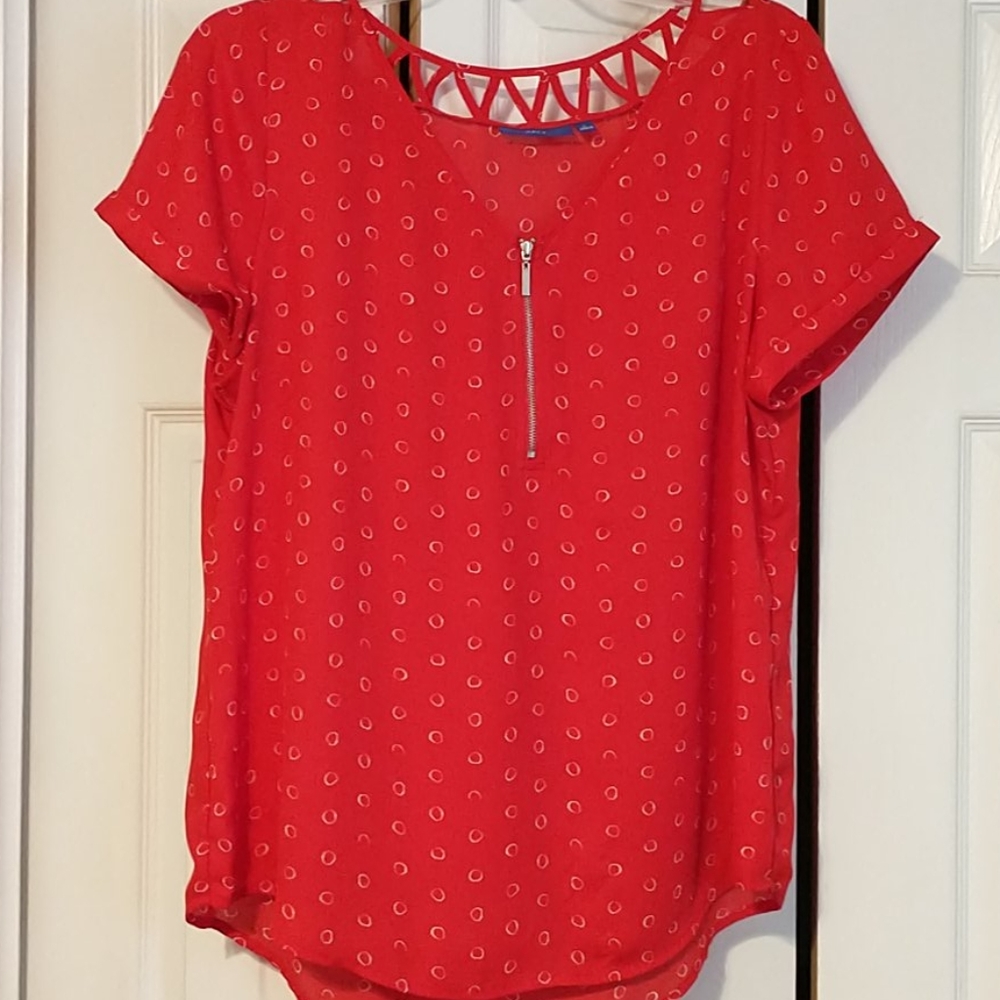 Apt 9 red zip top blouse size Large